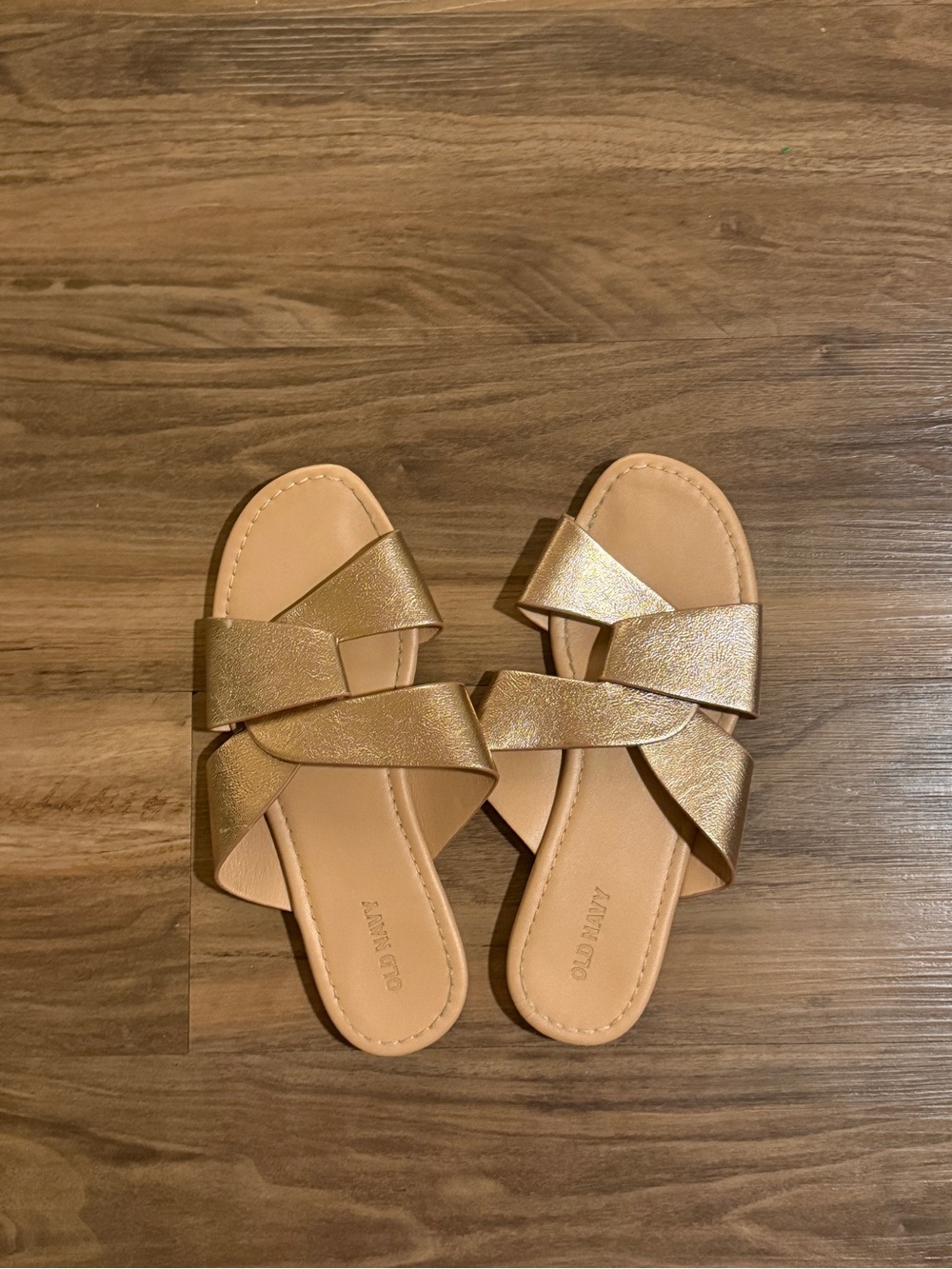 Gold Women’s Sandals - Stylish Cross-Strap Design